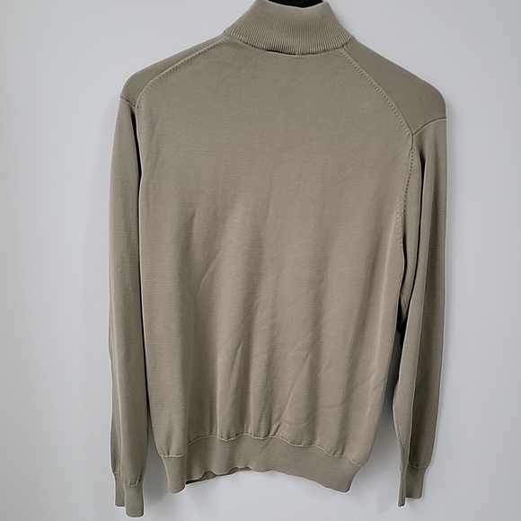 St. John's Bay Men's Pullover Sweater Size M Olive Green 100% Silk Long Sleeve - Picture 2 of 8